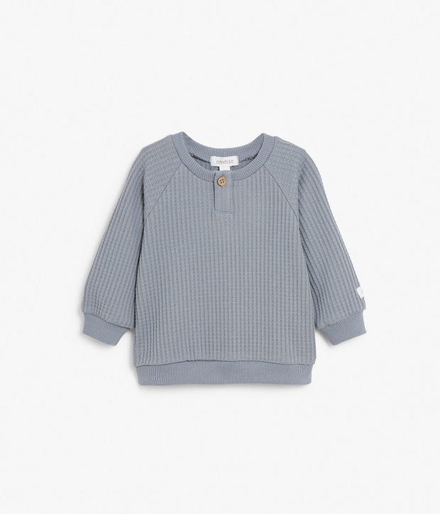 Baby blue waffle texture sweatshirt