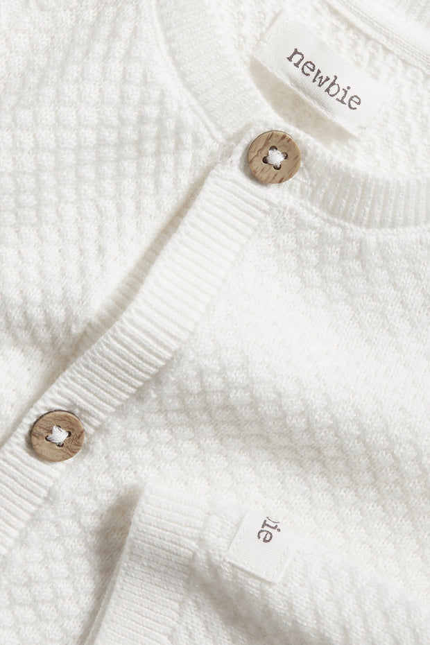 Baby white bubble-knit cardigan