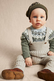 Baby green jacquard-knit yoke jumper