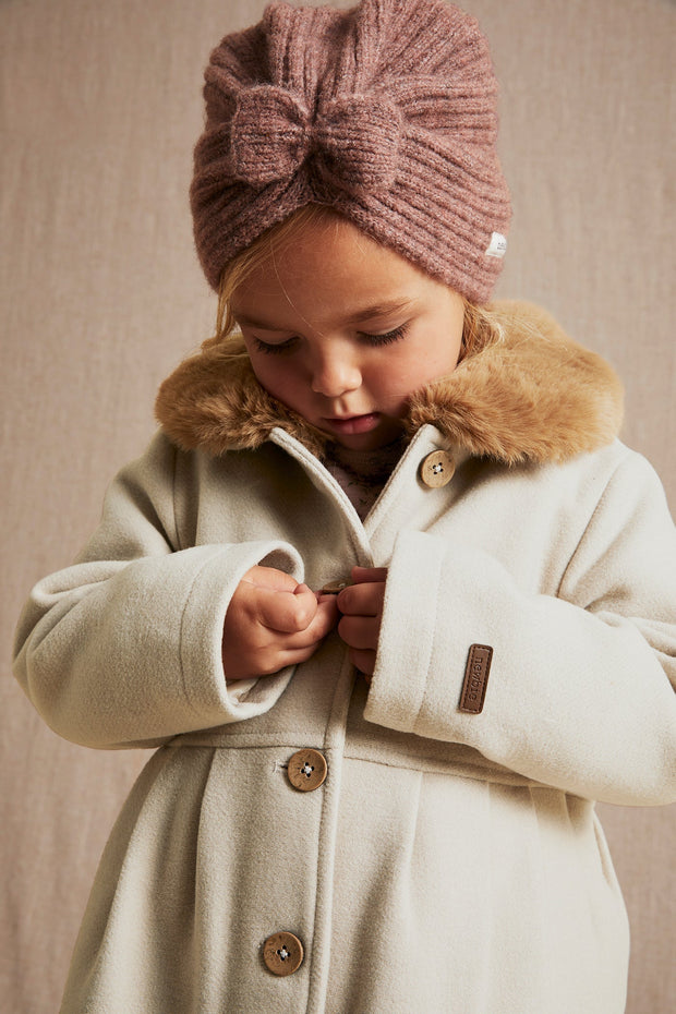 Baby & kids' beige faux fur collar coat