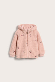 Baby & kids' pink floral embroidery pile jacket