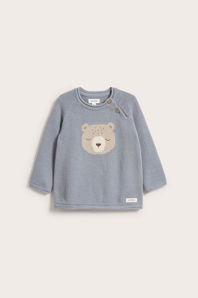 Baby blue jacquard-knit teddy jumper