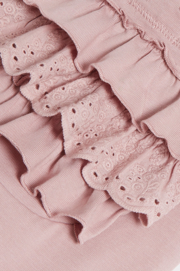 Baby pink leggings with ruffles