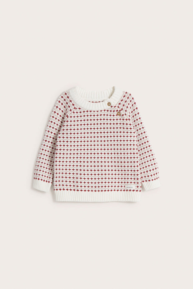 Baby white jacquard-knit jumper