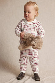 Baby white jacquard-knit jumper