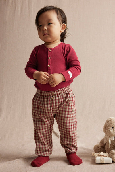 Baby red/beige checked trousers