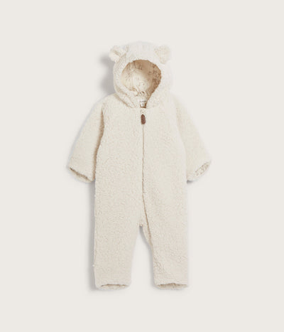 Baby white teddy coverall